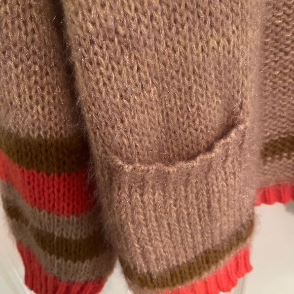 Easel Brown and Orange Striped Cardigan Sweater - Picture 3 of 10